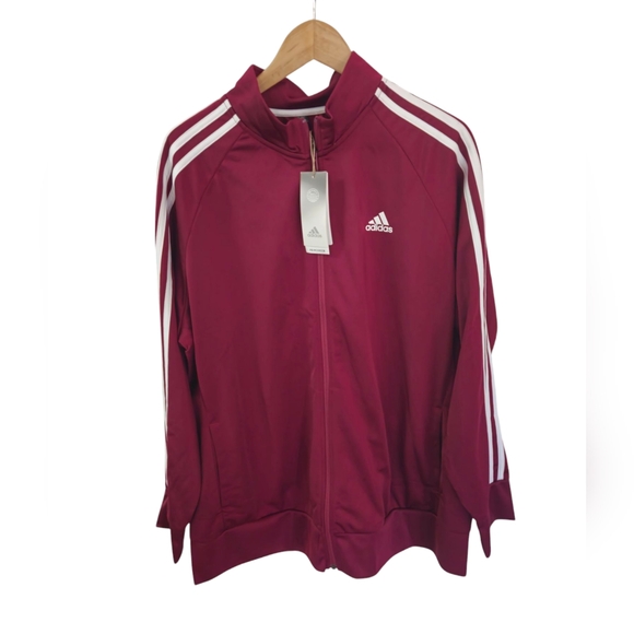 adidas Jackets & Blazers - NWT Adidas Women's Burgundy Track Jacket PrimeGreen Full Zip Size 3X